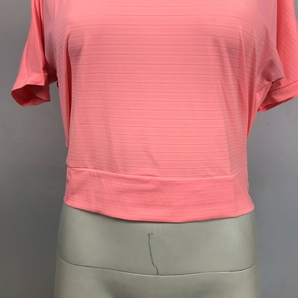 ZYIA- WOMEN'S LARGE PINK RUMOR SHORT SLEEVE OPEN BACK ACTIVE TOP SHIRT - Picture 3 of 9